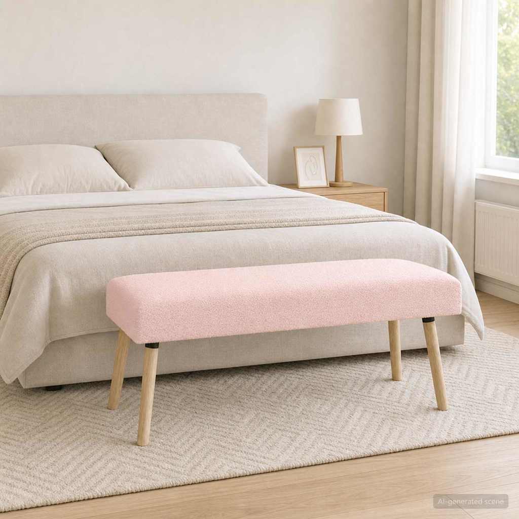 Bench Uni Pink 110 X 40 X 46 Cm Boucle