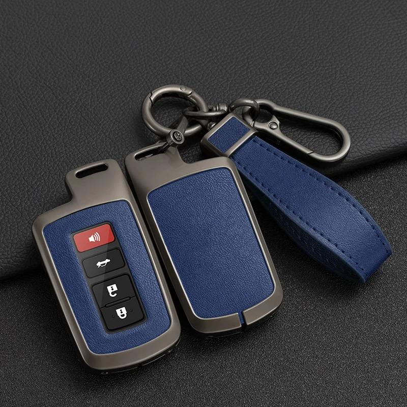 2 3 4 Buttons Zinc Alloy Leather Car Key Case Cover for Toyota RAV4 Highlander Avalon Sequoia Tundra Tacoma 4Runner Cruise Prius