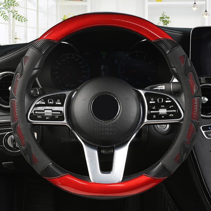 Osłona kierownicy samochodu skóra z włókna węglowego dla Nissan Qashqai J11 Nissan x-trail T32 Golf 7 Tiguan Kia Optima