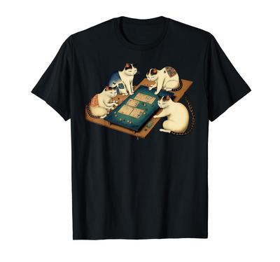 Cat Cat Mahjong Funny with Text Funny Funny Clothes Funny Goods Present Neta Mahjong Player T-Shirt Men's T-Shirt