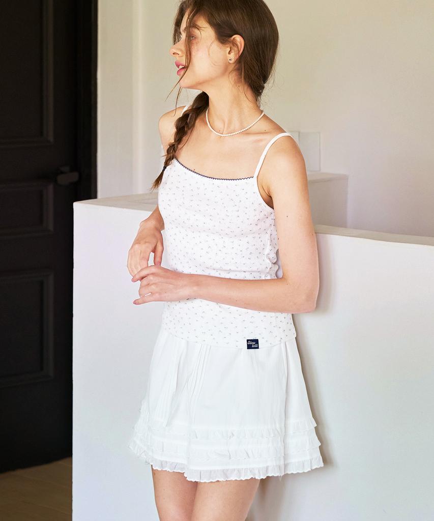 Slow Lolly Tiered Frill Pintuck Mini Skirt - Ivory