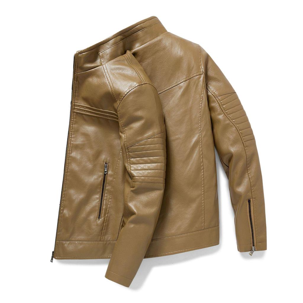 2022 Autumn/Winter Men's Stand Collar Motorcycle Leather Jacket