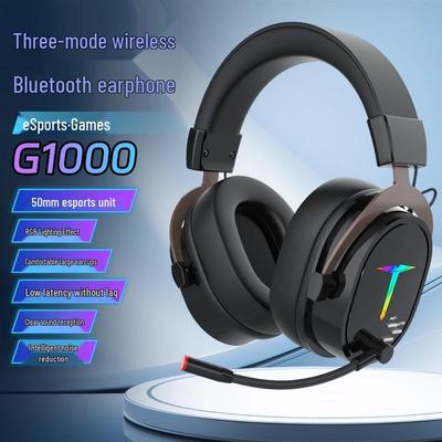 RGB Wireless Over-Ear Gaming Headset with Microphone - Comfortable for Long Wear, Multi-Mode Connection