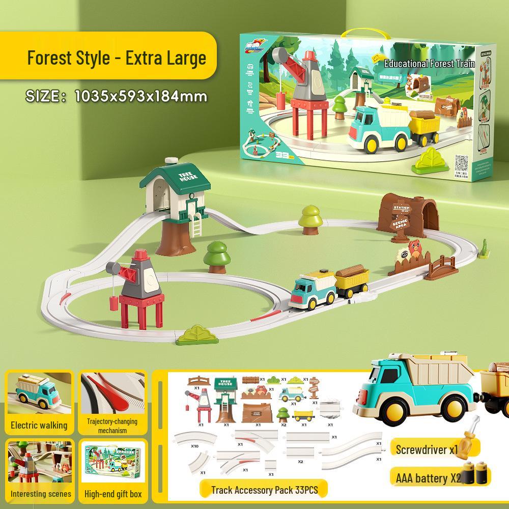 Forest Train Track Adventure Set: Educational Puzzle & Construction Vehicles for Ages 3-6