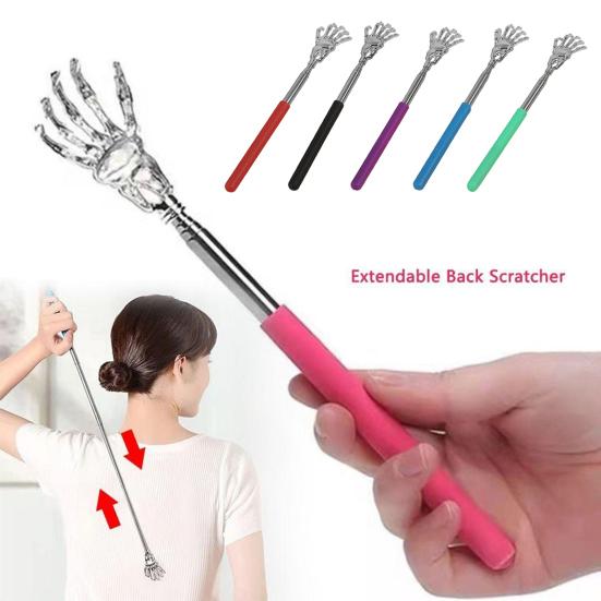 Yousheng Extendable Metal Back Scratcher with Rubber Handles Portable Telescoping Back Massager Tool for Itchy Skin Relief Stocking Stuffer for Men