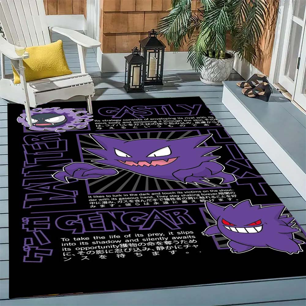 Gengar Printed Area Rug Cartoon Ghost Pattern Non-Slip Floor Mat Soft Carpet for Bedroom Living Room Decor