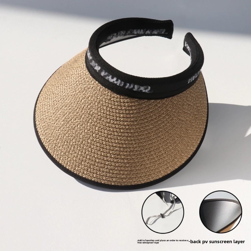 

Uv Protection Wide Brim Sun Hat For Women With Letter Decor Summer Casual Fashion Style A