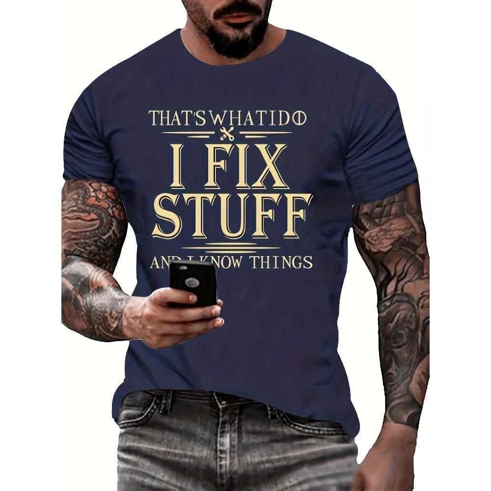 Breathable Men's Letter Print T-Shirt for Running and Training - Comfortable Summer Sports Top with Humorous Design