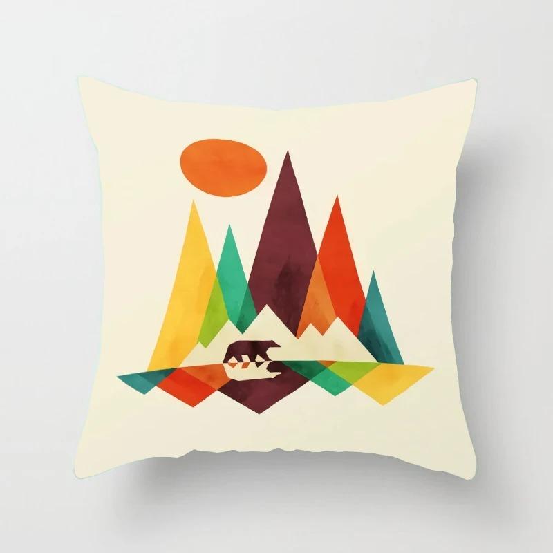 Creative Geometric Colorful Pattern Pillowcase Interior Decoration Office Living Room Home Pillowcase