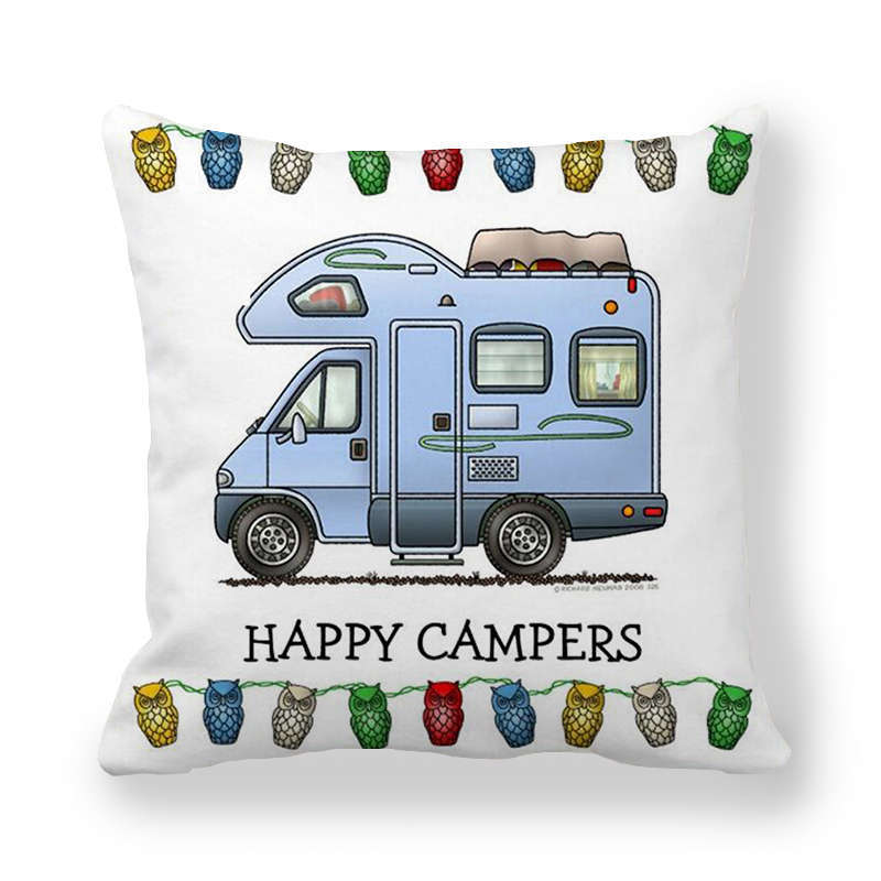 Happy Campers Potah na autopolštář Sova Venkovní kempingový Polštář Dekorativní na pohovku
