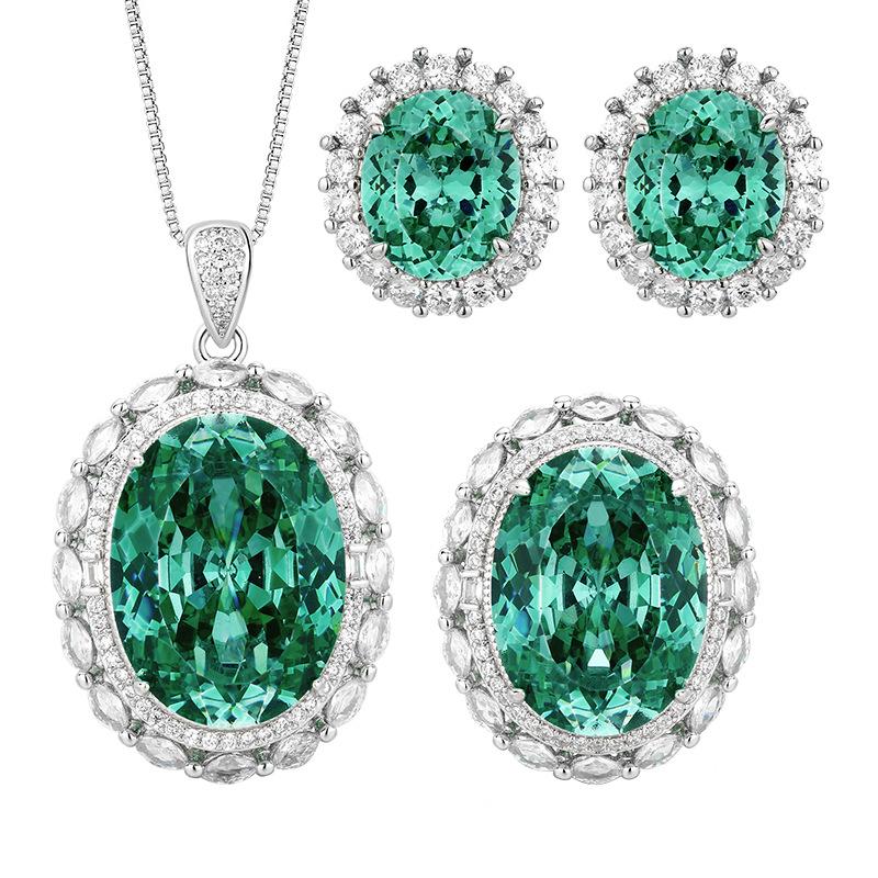 Jewelry Copper Bottom Gold-Plated Simulation Bird'S Nest Chepala Green Temperament Set 15 * 20-10 * 12