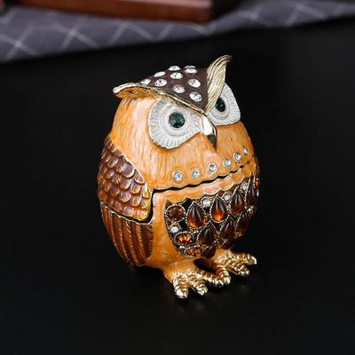 Owl Enamel Jewelry Box Ornament Exquisite and Compact Storage Box Ring Stud Earrings Storage Flip Cover Household Jewelry Box