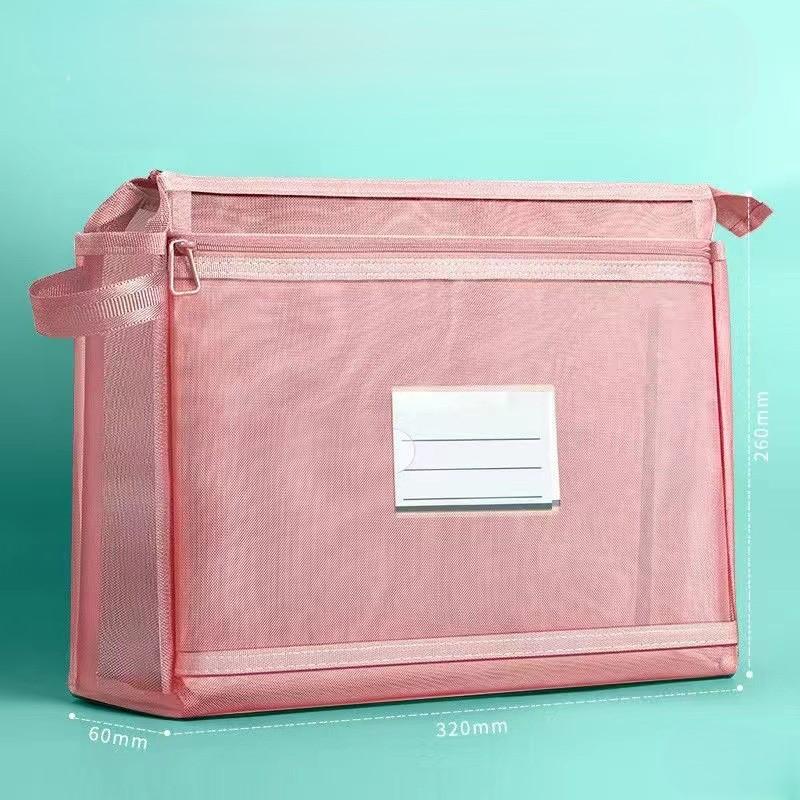 

Double-Layer Subject Tutoring Bag Large Capacity Book Bag Classification Document Bag Transparent Portable Storage Bag A3