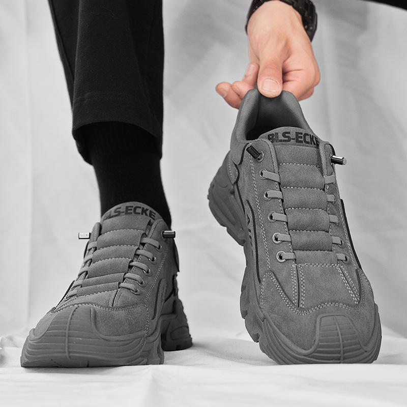 Men's Suede Sneakers Cushion Chunky Sole Strap Casual Outdoor Fashion Shoes