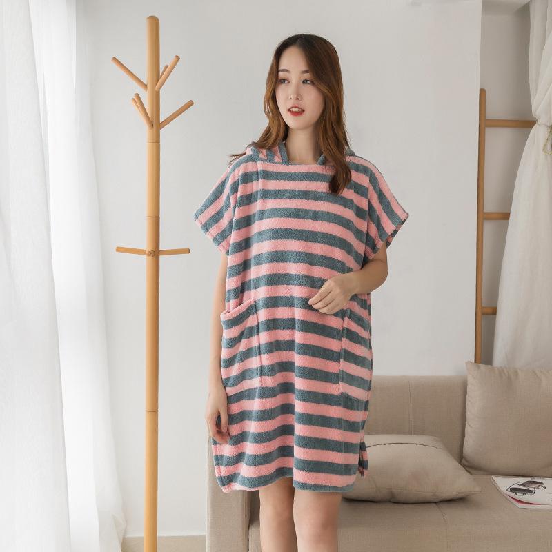 

Банное полотенце с капюшоном из микрофибры, мягкий утолщенный женский халат, водопоглощающая одежда, аксессуары для ванной комнаты и дома для отеля 83*78cm