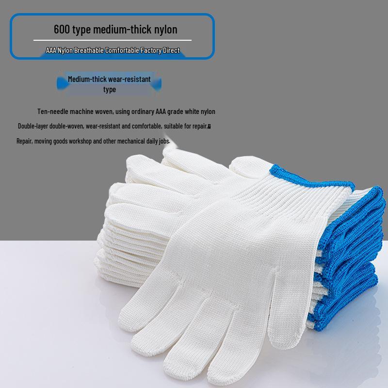 Nylon Wear-Resistant Work Gloves for Men and Women - Durable, Thin, and Extended for Construction and Household Use