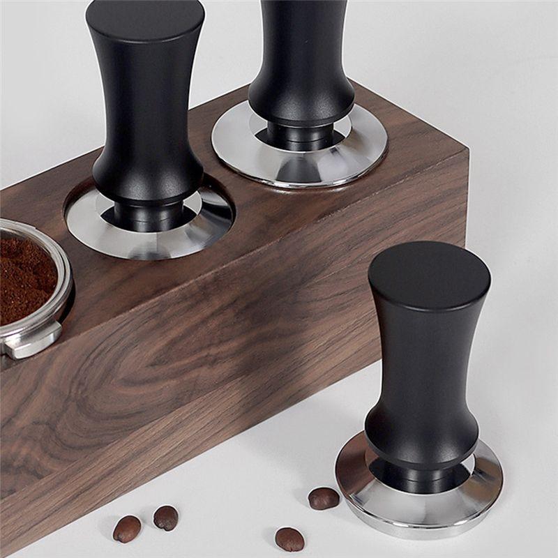 A84E-Kaffeetamper Edelstahl Holzgriff Flacher Druckpresshammer Barista Werkzeuge Kaffeepulverhammer