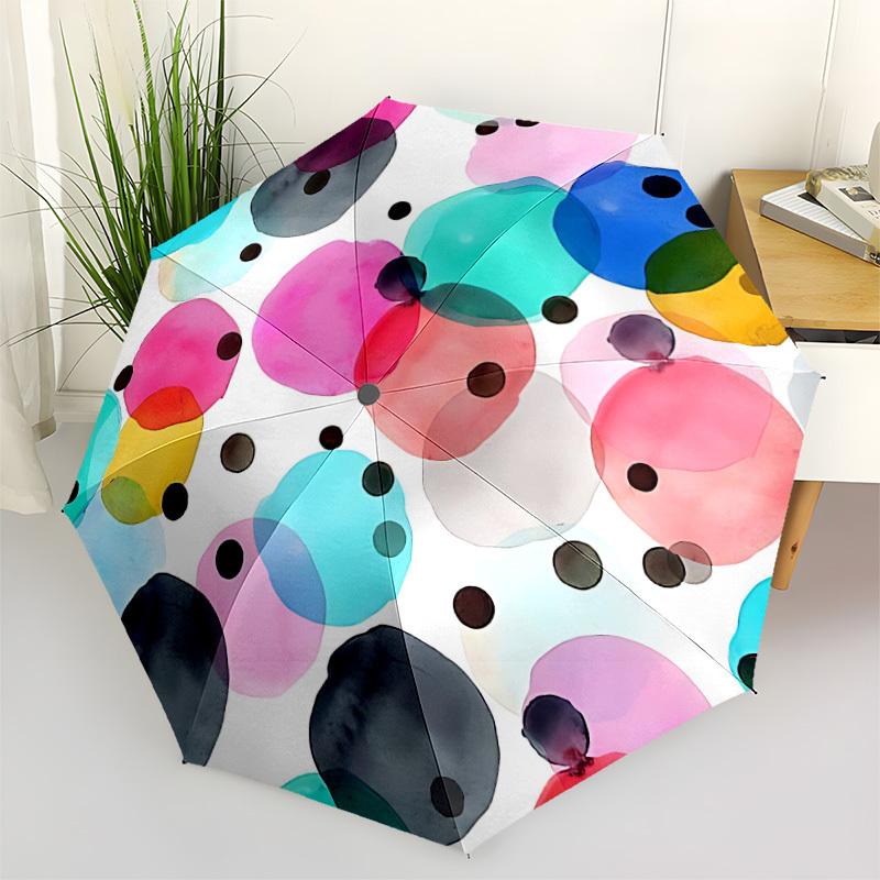 

1pc Colorful Circles Automatic Opening/Closing Folding Umbrella with 8 Ribs,Portable Sunshade Umbrella Birthday and Holiday gifts yy251231097