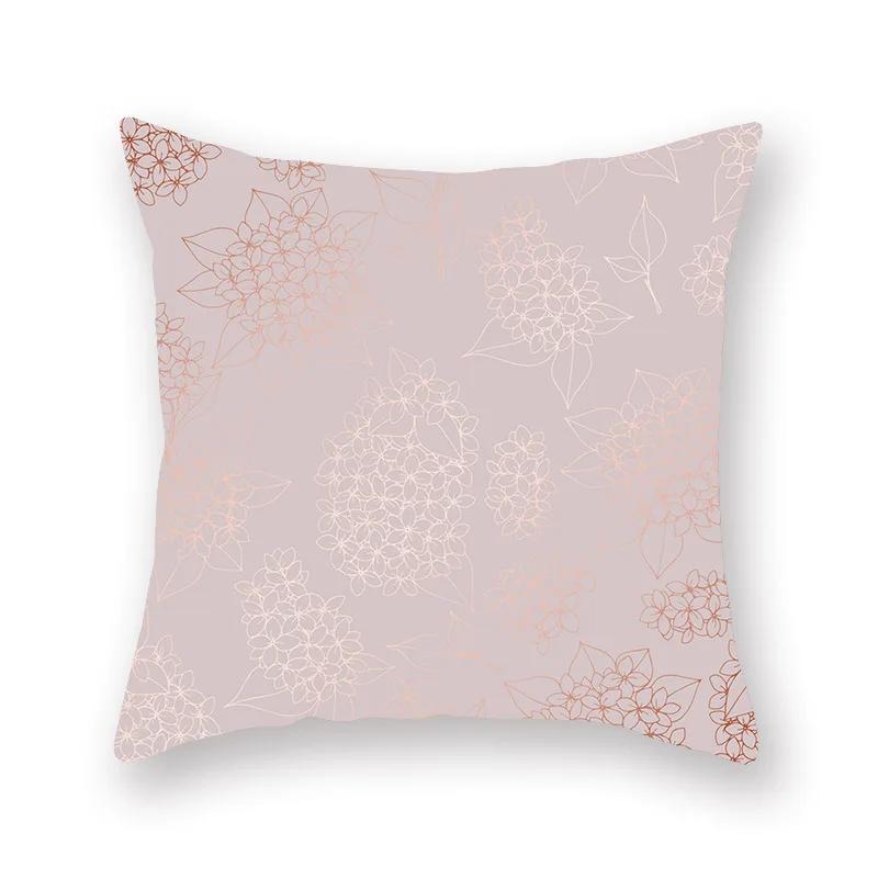 Decorative Pillow Case 45*45cm Pink Gold Geometry Polyester  Home Decoration Car Cushion Cover Sofa Throw Pillowcase Square