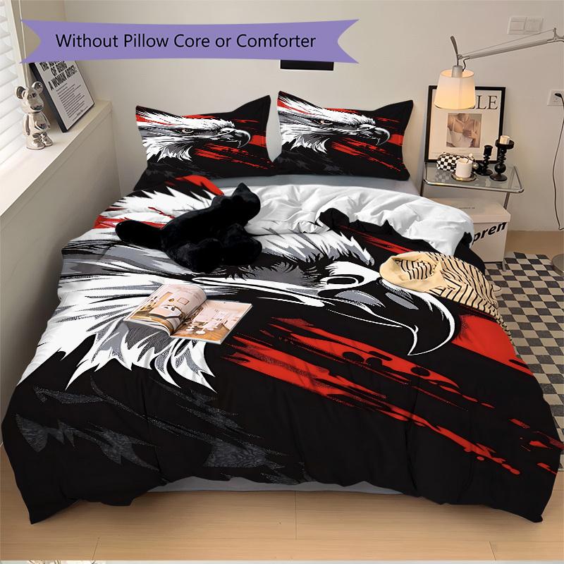 3pcs Eagle Head Duvet Cover Set -Includes 1 Duvet Cover and 2 Pillowcases, No Quilt Core, All-Season Home Decor Yy251111180