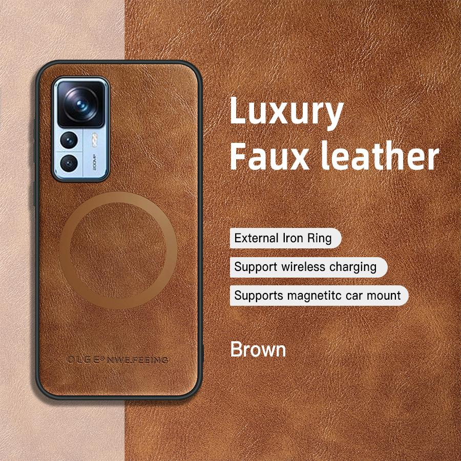 Für Xiaomi 12T 12T Pro PU Leder Magnetring Weiche Kante Anti-Sturz Anti-Fingerabdruck Handyhülle