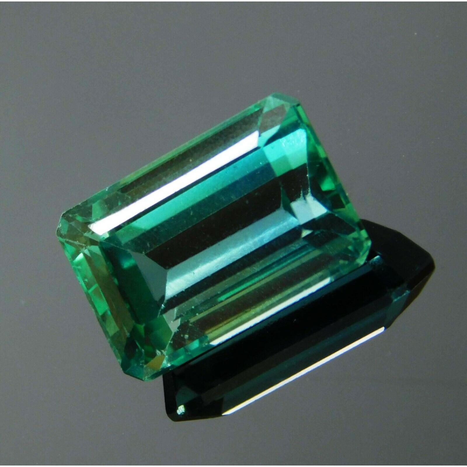 

CERTIFIED 10.00 Ct Amazing Green Tourmaline Emerald Cut Loose Gemstone Natural A-302 12.5 mm approx зелений