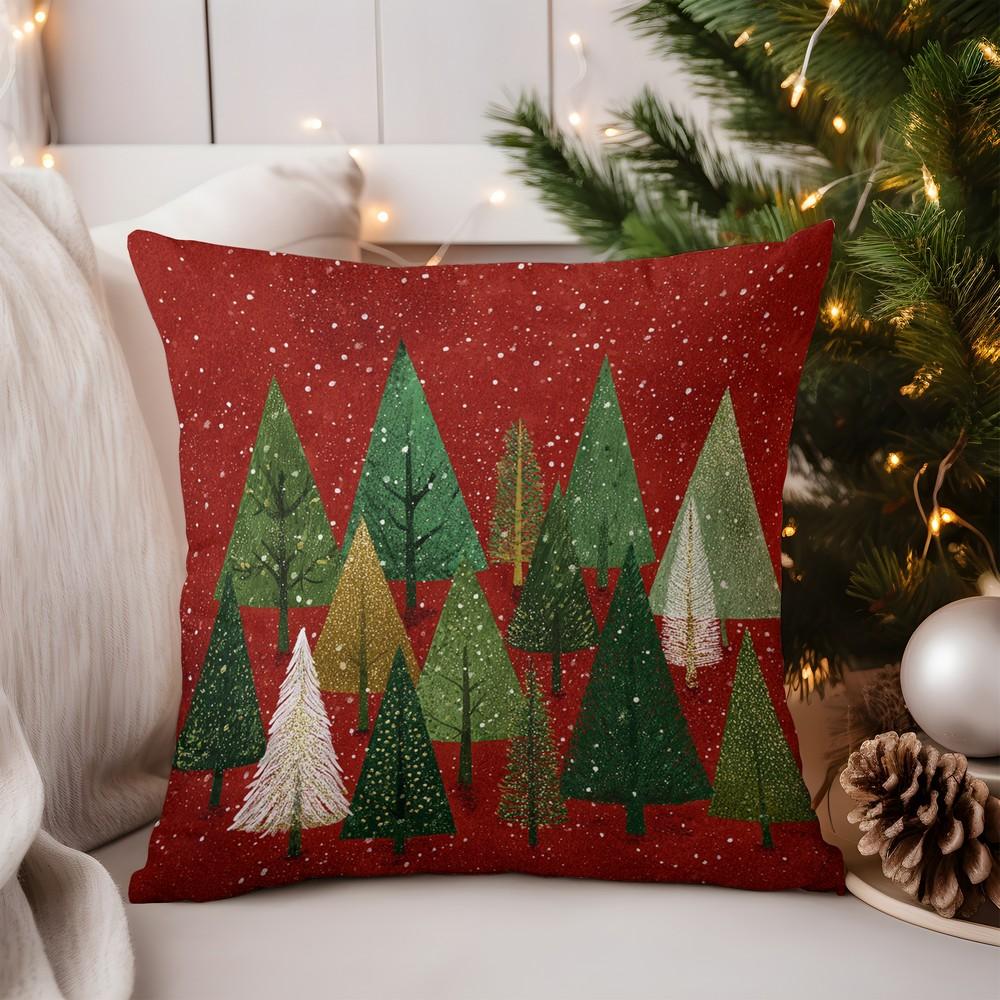 Home Decor Santa Sleigh and Reindeer Merry Christmas Pillow Pattern Cushion Cover Suitable for Sofa Bedroom Car Pillow Cover