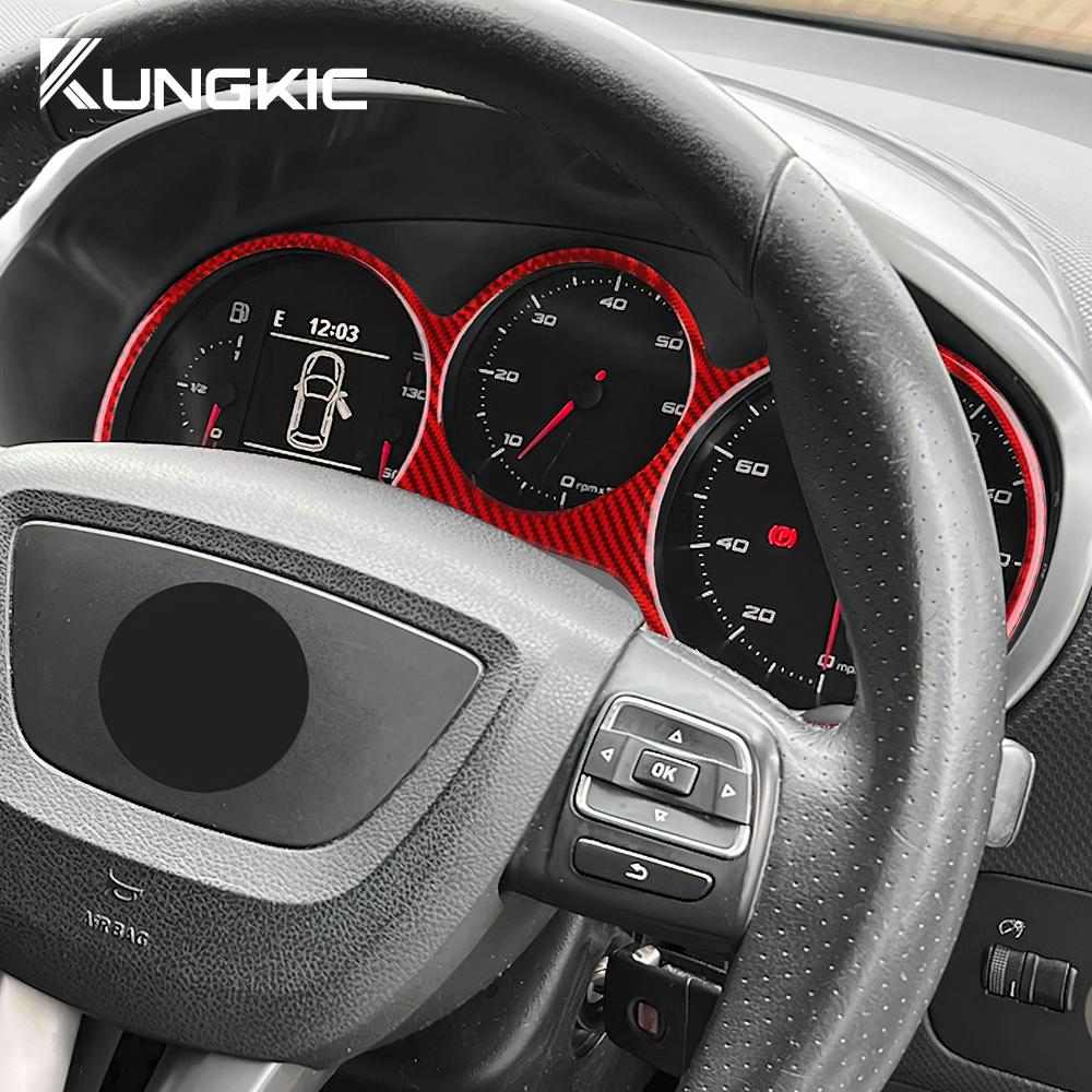 Real Soft Carbon Fiber Sticker For Seat Leon 2005 2006 2007 2008 2009 2010 2011 2012 Car Instrument Dashboard Speedometer Trim