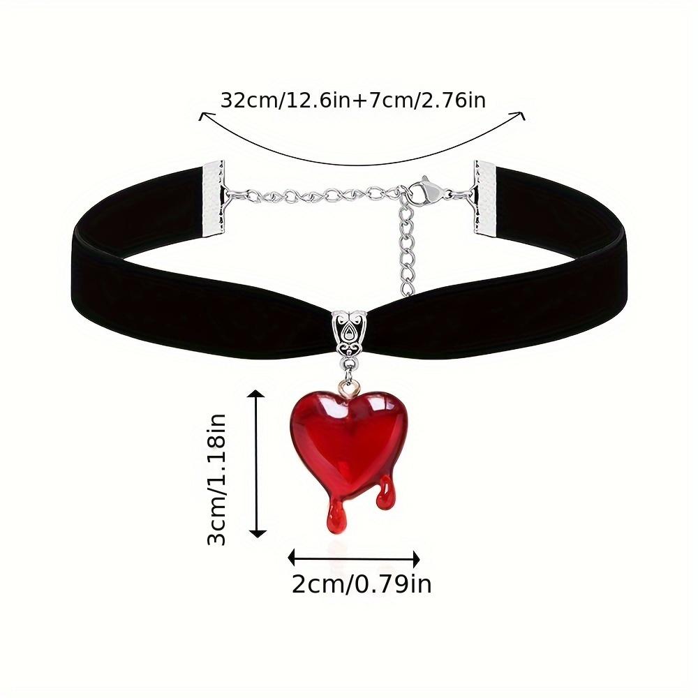 Y2K Dropping Blood Heart Choker Necklace Black Velvet Red Heart Pendent Choker Vampire Jewelry Gift For Women