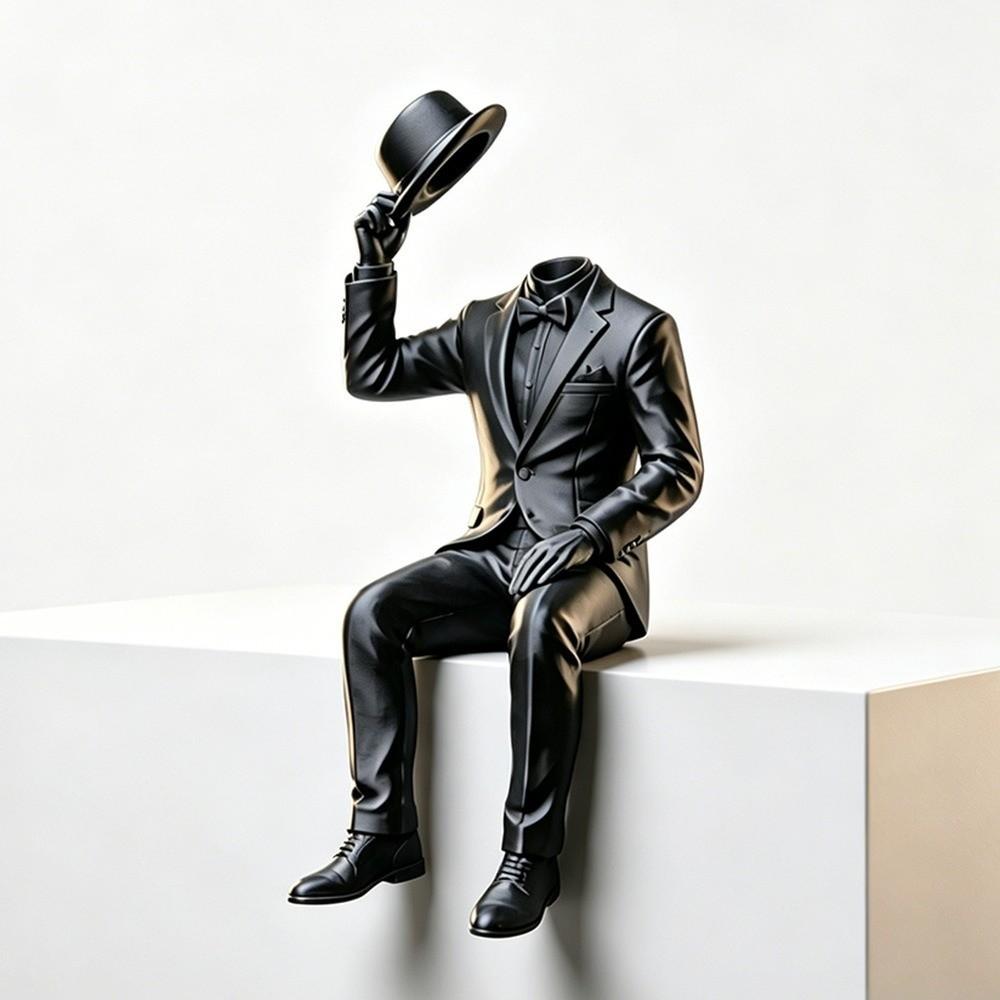 Minimalist Tuxedo Man Sculpture Home Decoration Desktop Ornaments Sitting Man Figurine Home Decor