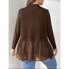 Plus Size Women S Long Sleeve Solid Color High Round Neck T Shirt