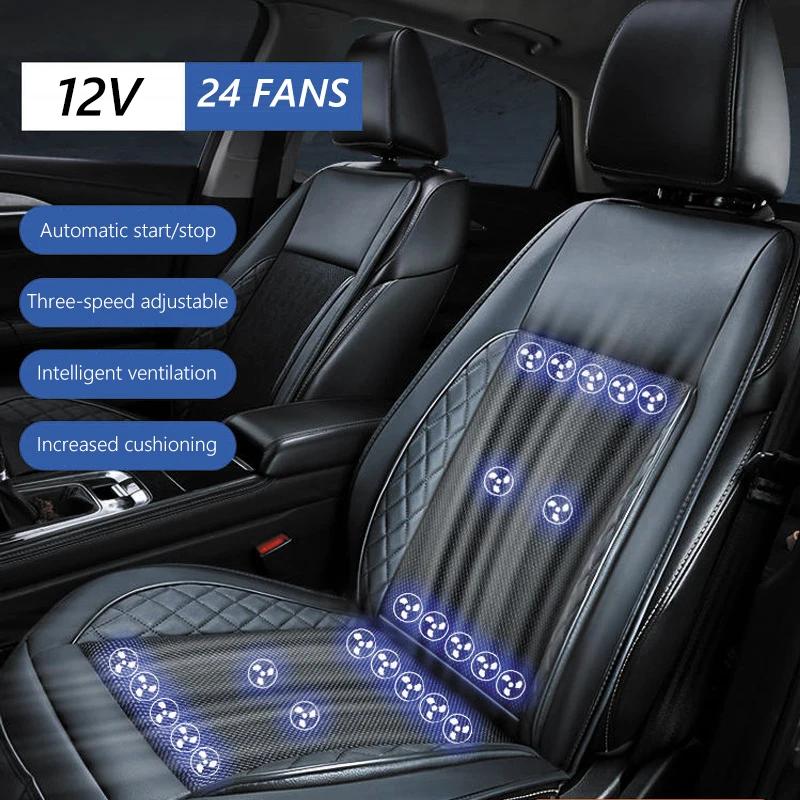 12V 24V Car Seat Cushion with Fan Cooling Seat Mat Heat Fan Dissipation Universal Fast Blowing Ventilation Cool Air Fan Seat Pad
