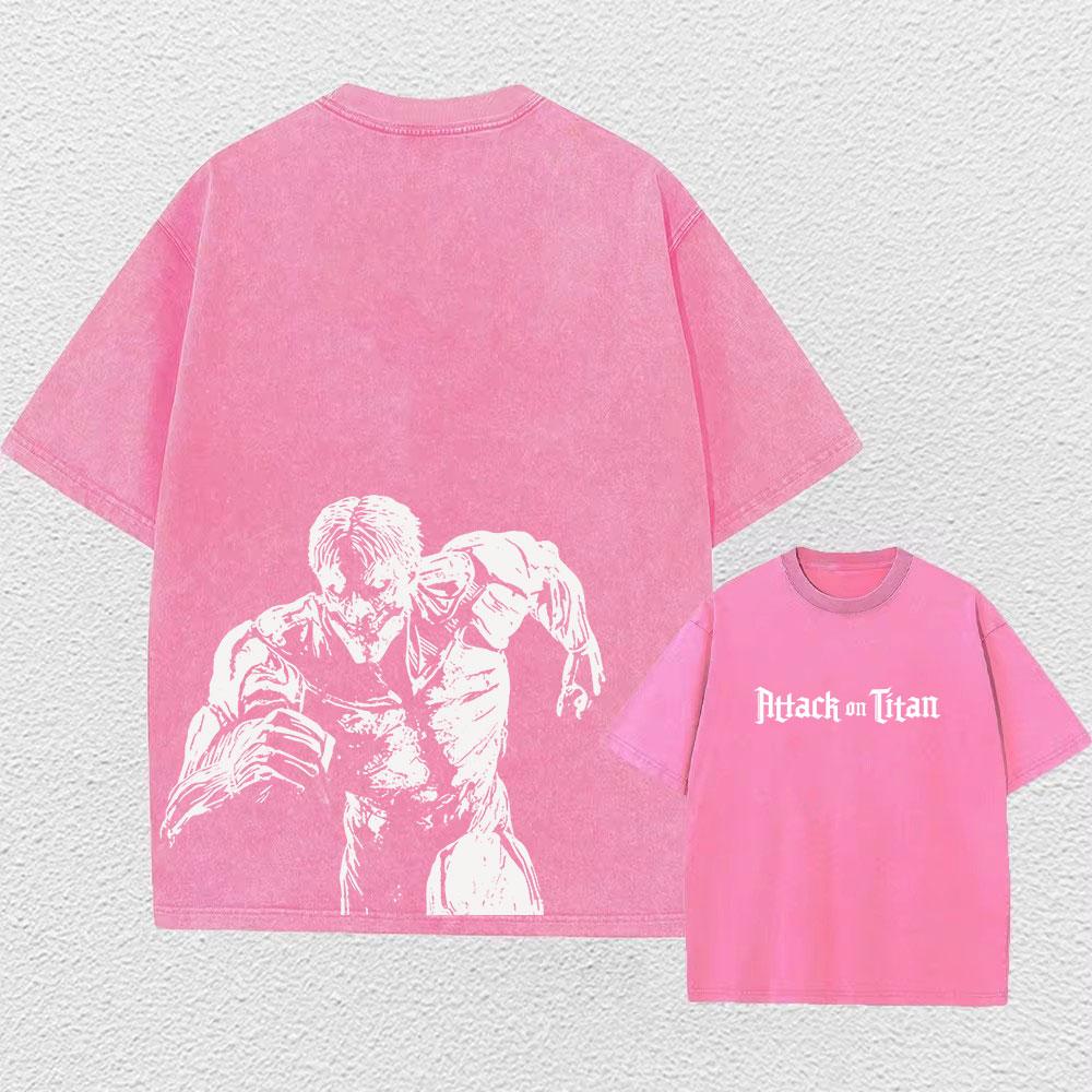 2025 Anime Attack on Titan Trička Vintage Prané Tričko Harajuku Oversize Bavlněné Tričko Bavlna Móda Streetwear Unisex Top
