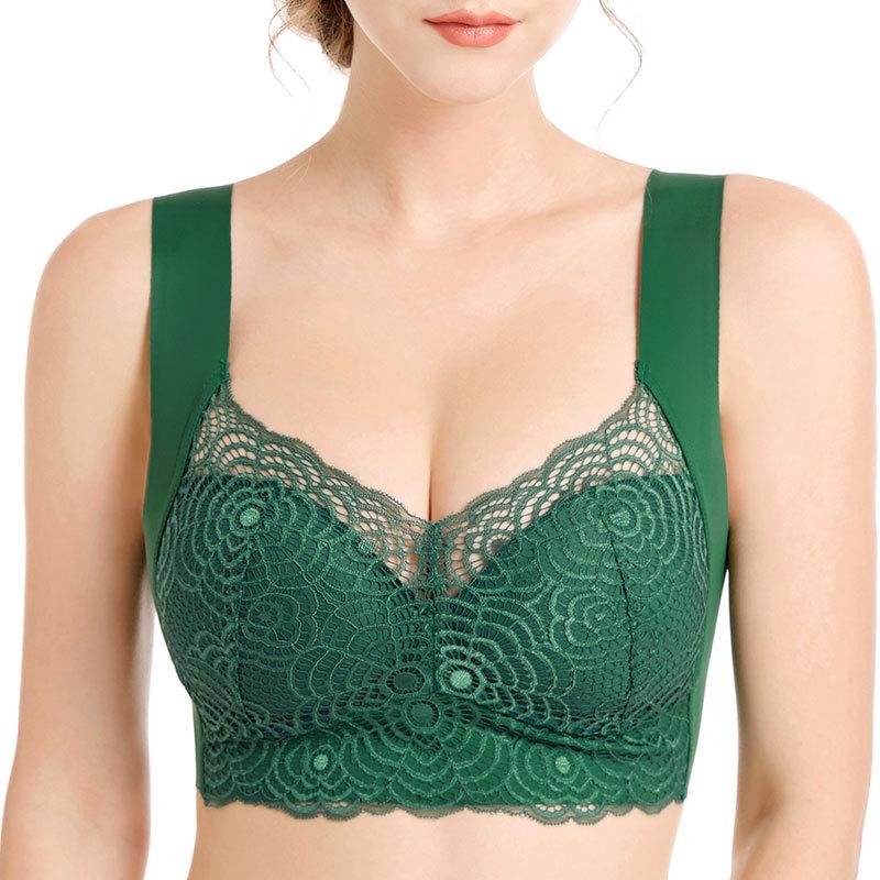 Sexy Large Size Underwear Female Sense of Lace Thin Section Without Steel Ring Undershirt Type Increased Sports Sleep Polymerization Bra