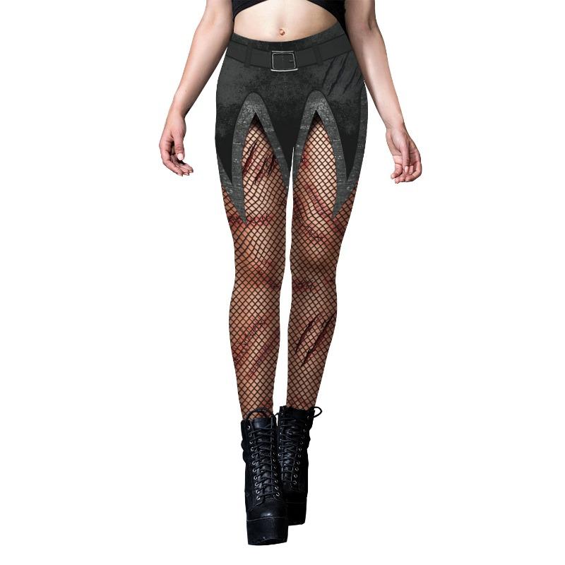 Halloween Yoga Pants Leggings Pumpkin Head Striped Digital Print Striped Small Feet Ladies Pants