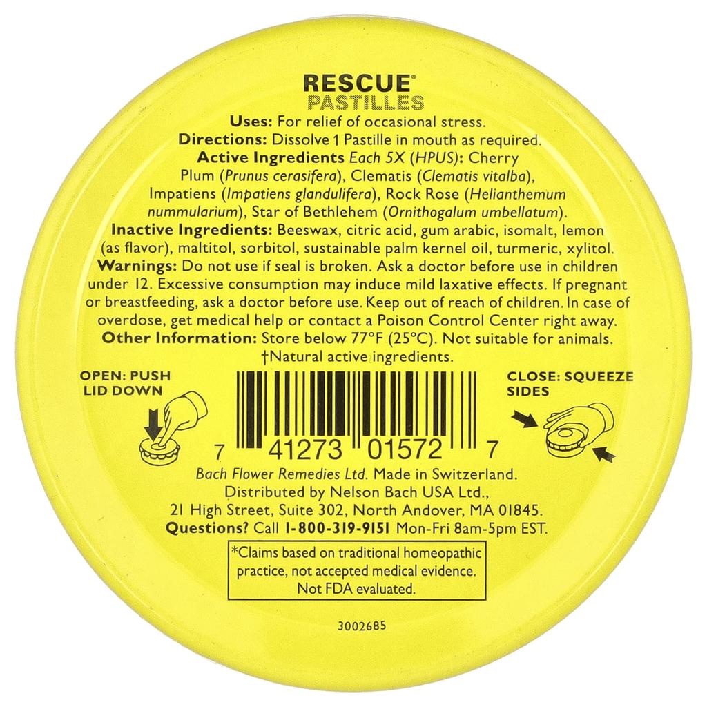Rescue® Tablets, Natural Stress Relief, Lemon Flavor, 35 Tablets, 50G (1.7Oz)