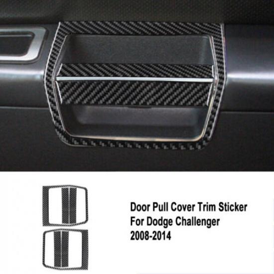 Set Carbon Fiber Car Inner Door Handle Decoration For Dodge Challenger 12 13 14