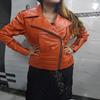 Noora Womens Lambskin Orange Leather Jacket | Stylish Motorcycle Biker Rider Jacket | Slim Fit Winter Party Jacket | Best Gift for Her