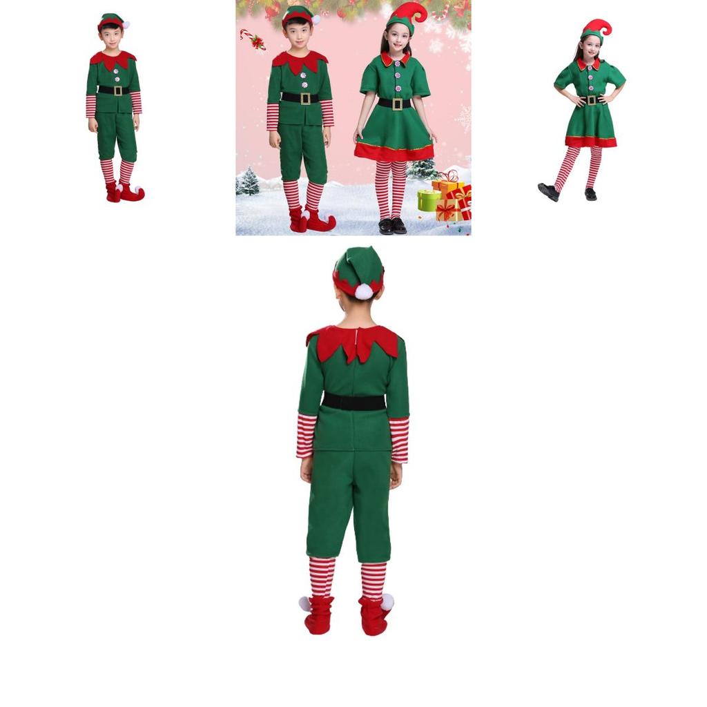 Delightful Christmas Elf Cosplay Costume Couple Outfit For Fancy Dress Xmas Party Role Play