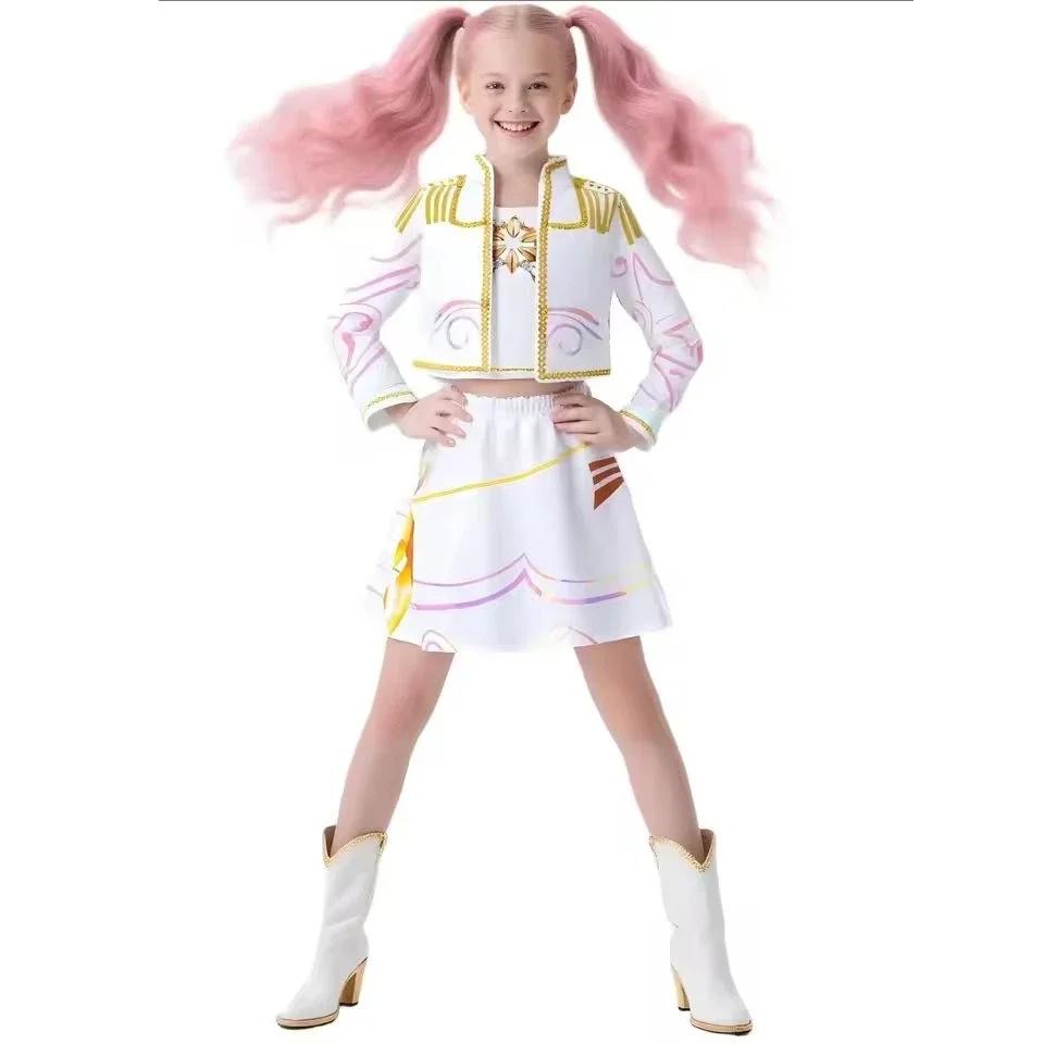2025 New Movie Kpop Demon Mira Cosplay Costume for Girls Halloween Carnival Mira Hunter White Jacket Vest and Skirt Uniform Suit