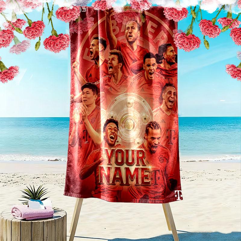 Benutzerdefiniertes FC Bayern München Druck Strandtuch, Großes Weiches Schnelltrocknendes Handtuch für Strand Camping Schwimmen