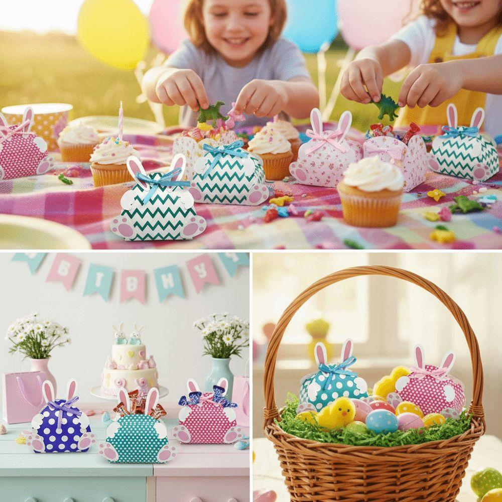 Rabbit Shape Easter Paper Candy Box Empty Bunny Candy Box Unique Cookie Bags Kids Gifts