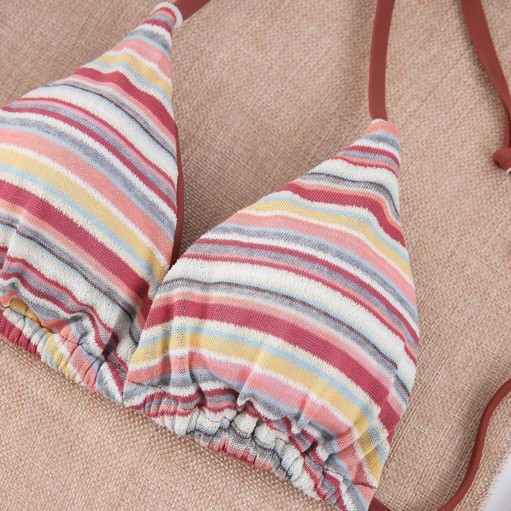 3 Pieces Bikinis Sexy Women Swimsuit Female Thong Striped Swimwear Bikini Set Swimming Suit Beachwear Biquini Bathing Suit