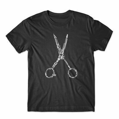 Camiseta Estilosa de Tijeras de Barbero 100% Algodón Camiseta Premium NUEVA