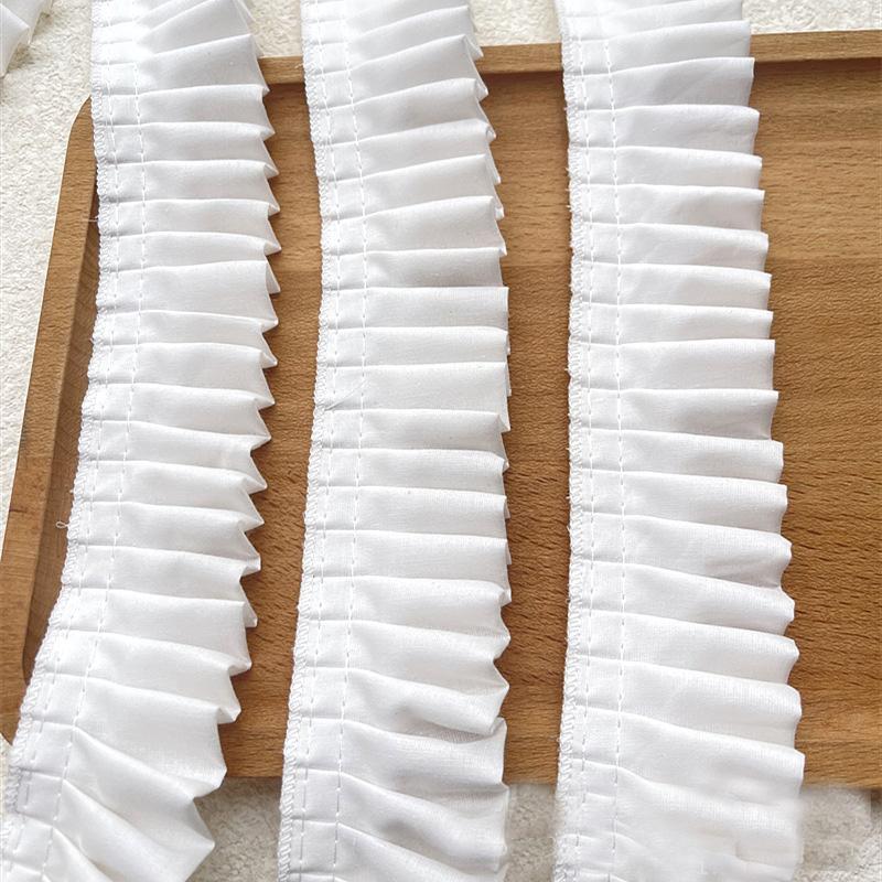 2Meters/lot 4cm Wide High-quality White Double-layer Folded Cotton Lace Clothing Collar/cuffs/skirt/ruffle Edge Lace Accessories