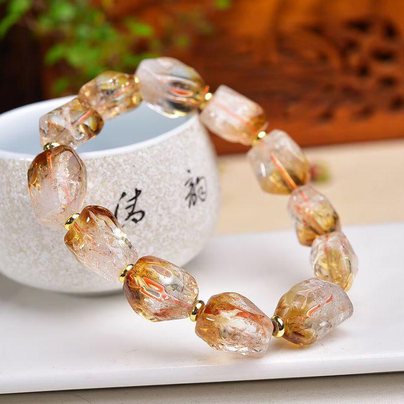 Natürliches Gelbes Kristall Unregelmäßige Form Unisex Armband: Einfaches, Modisches, Elegantes Schmuckaccessoire