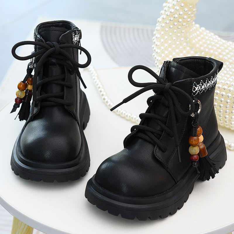 Kids' Genuine Leather Boots - 2025 New Autumn/Winter Velvet Lined Soft Sole Martin Boots for Girls and Boys
