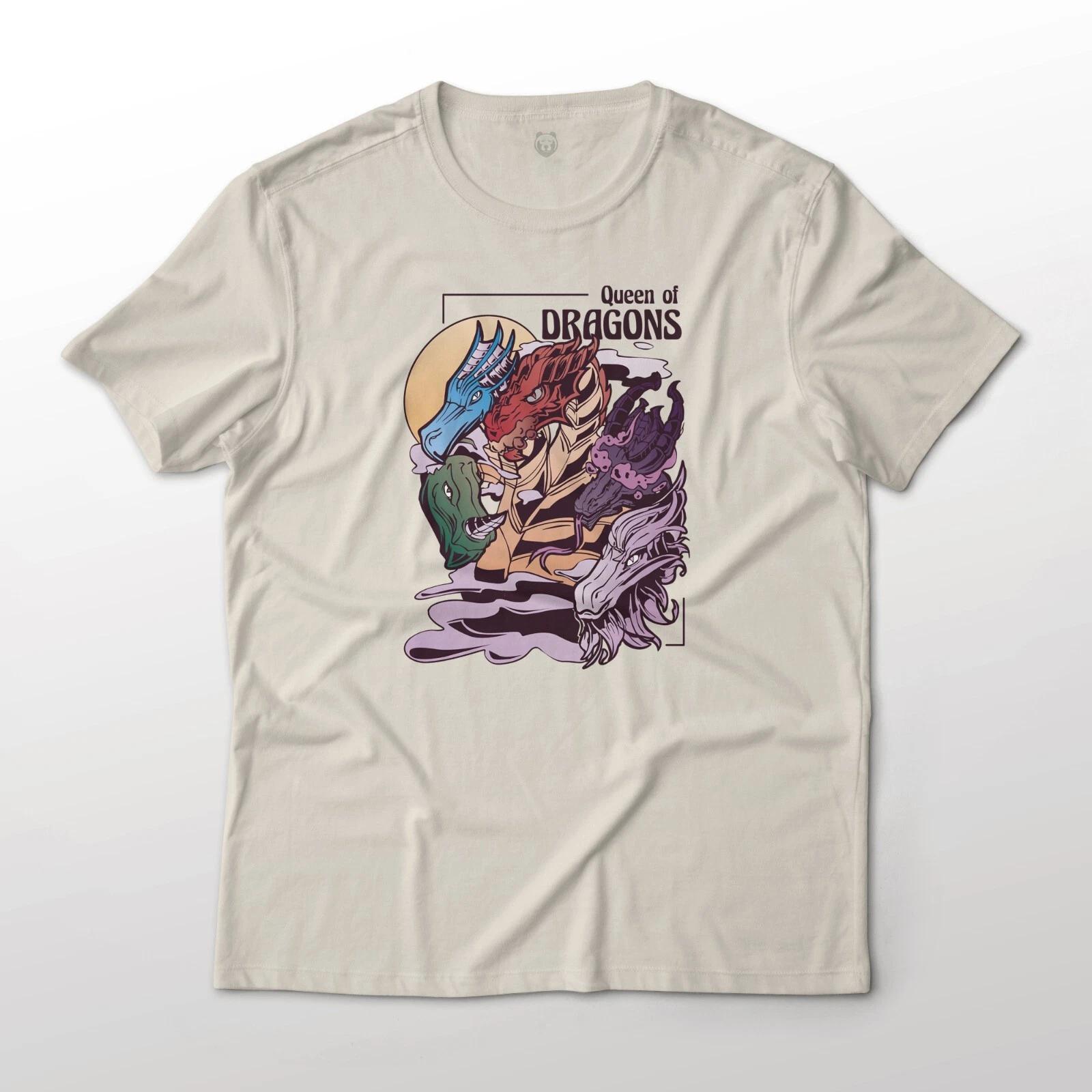 Queen Of Dragons DnD Fantasy Graphic T-T-Shirt Unisex 100% Cotton Tee L