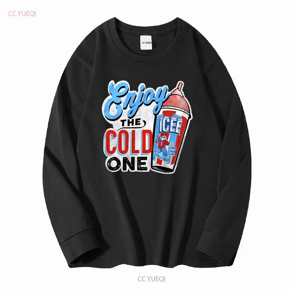 Lizenziertes Genießen Sie das Kalte Icee Slushie Erwachsenen Rundhals T-Shirt lang- oder kurzärmelig Vintage Gewaschene Mode Weich Vielseitig