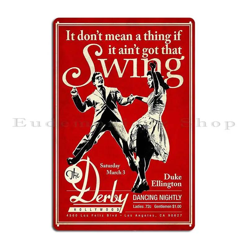 The Derby Swing Dancing Metal Plaque Poster Plates Garage Plaques Wall Decor Print Plaques Tin Sign Poster 20x30cm（7.8x11.8inch）